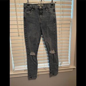 Top Shop - grey distressed skinny jeans